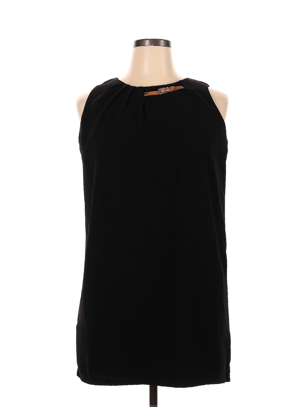 Mango Black Mini Dress with Tan Buckle Detail